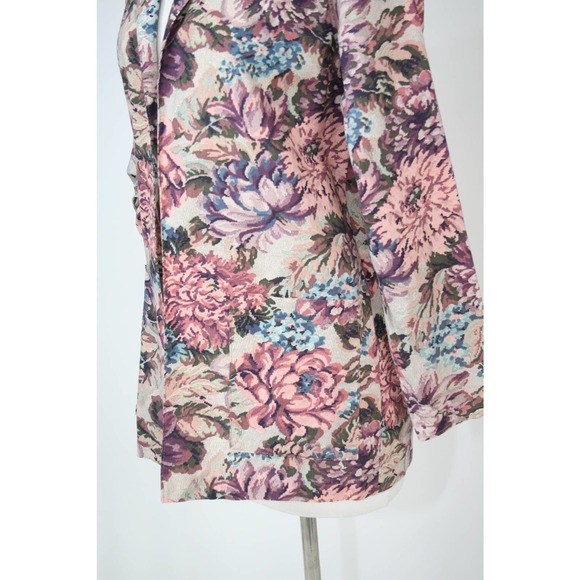 Vintage 80s Floral Blazer Tapestry Cottage Core Shabby Chic Romantic Ephemera - Picture 9 of 11